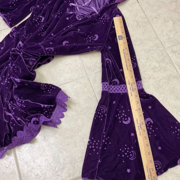 Spirit Halloween Midnight Sorceress Velour Hooded mini Dress XL Moon Stars - Picture 10 of 10